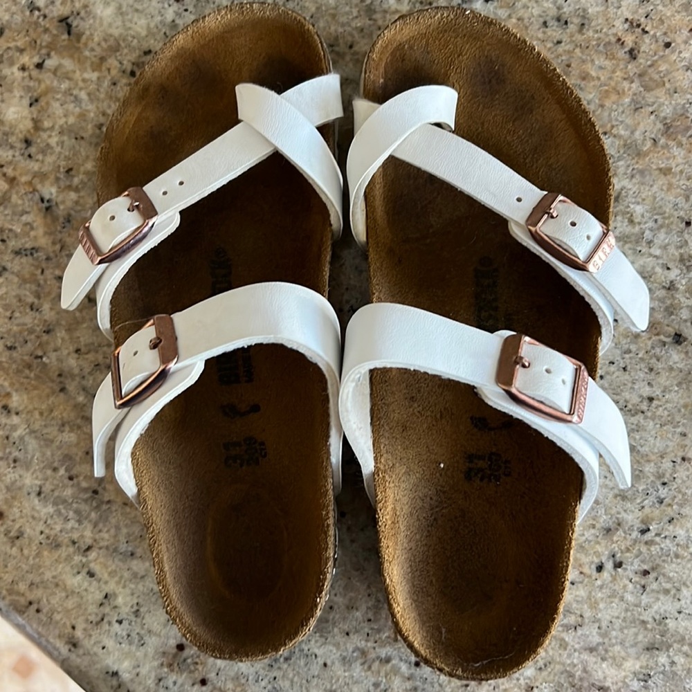 Birkenstock Mayari white sandals, size 31, kids 13-13.5